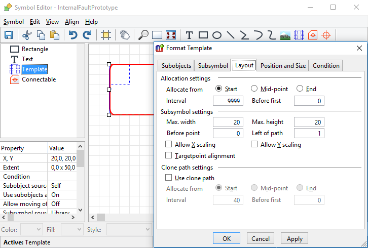 Layout settings for icon template