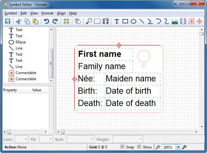 Female symbol with two connectables