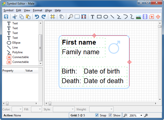 Male symbol with two connectables