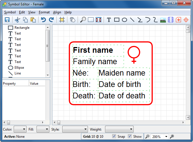 Symbol Editor with Female symbol