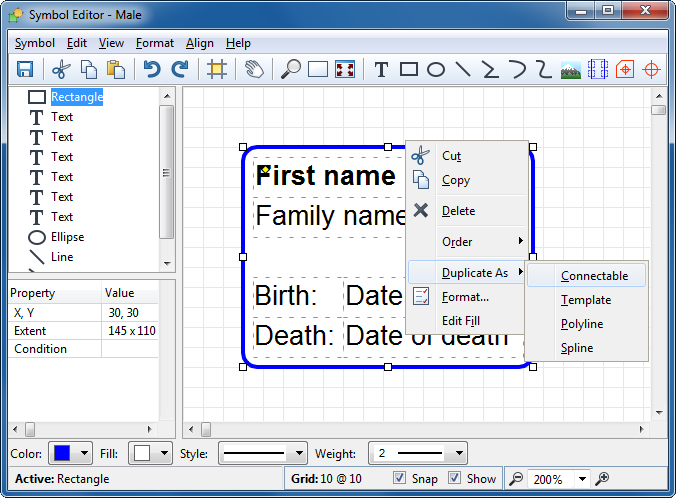 Symbol Editor with Male symbol