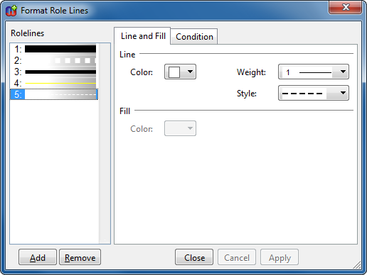 Role line format dialog