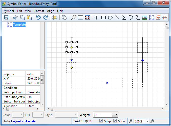 Template layout editing mode