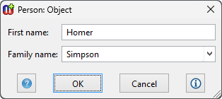 Entering properties for object