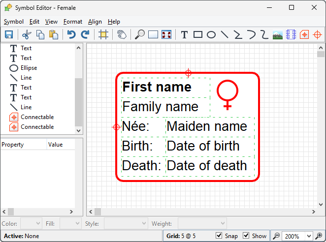 Female symbol with two connectables