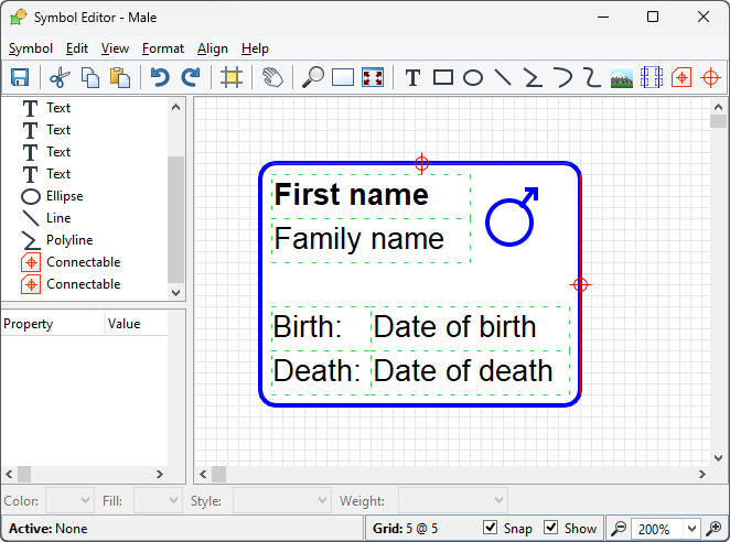 Male symbol with two connectables