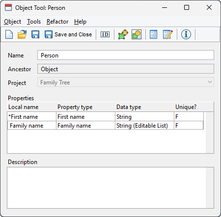 Object Tool with two properties
