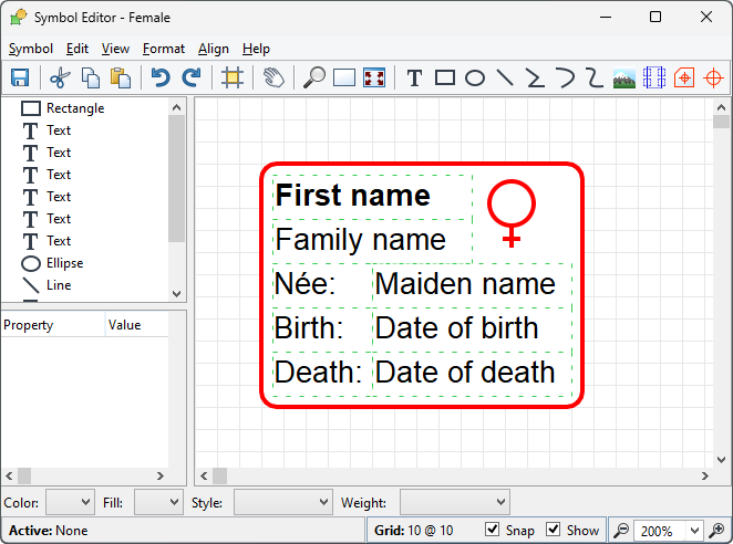 Symbol Editor with Female symbol