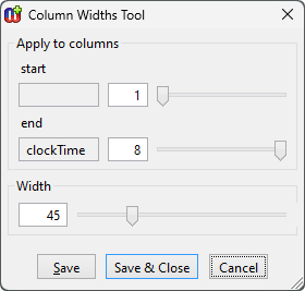 Column widths tool
