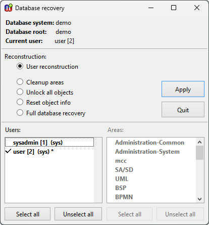 Database recovery window