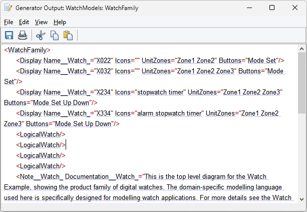 Generator Ouput for XML
