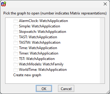 Selecting graph to open as matrix