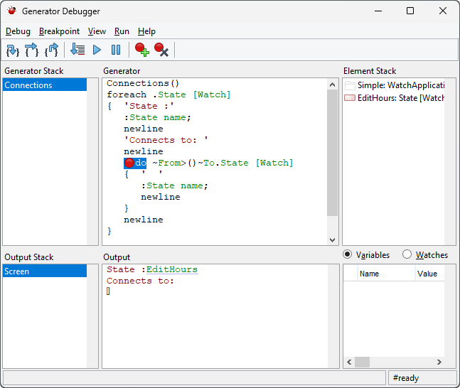 Generator Debugger for Connections 2