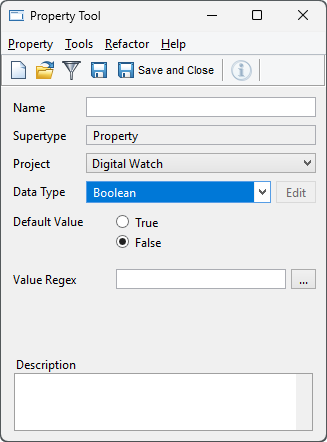 Property Tool with boolean as datatype