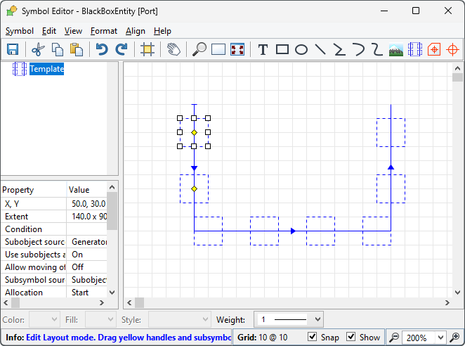 Template layout editing mode