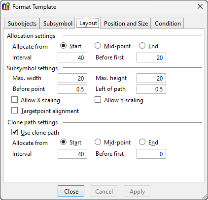 Template layout settings