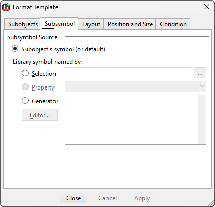 Template subsymbol settings